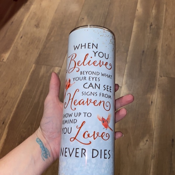 NIB WHEN YOU BELIEVE BEYOND WHAT You’re EYES see memorial tumbler 20 oz … - Picture 6 of 6